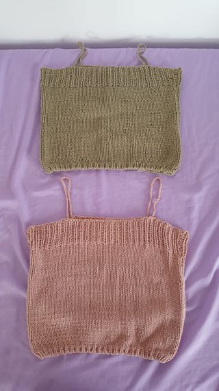 2 Tops boho chic rosa y verde