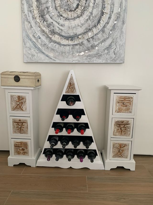 lote 3 muebles oriental botellero y dos cajoneras