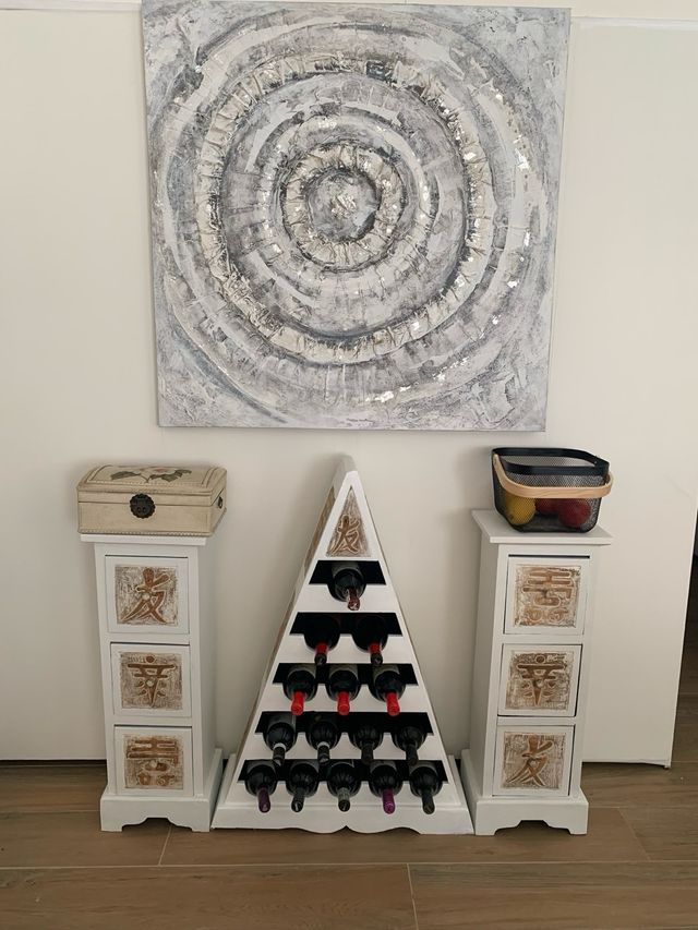 lote 3 muebles oriental botellero y dos cajoneras