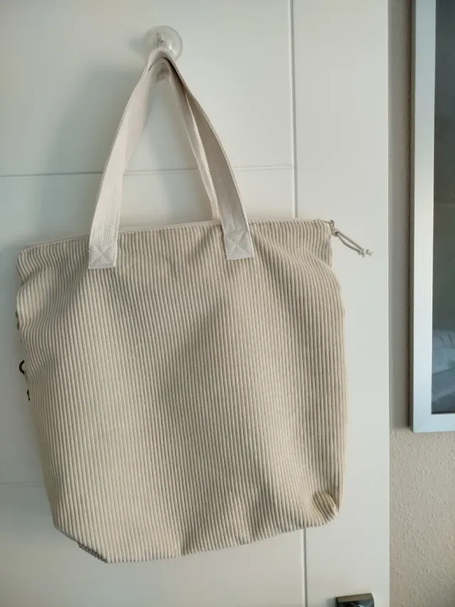 Bolso tote de pana beige