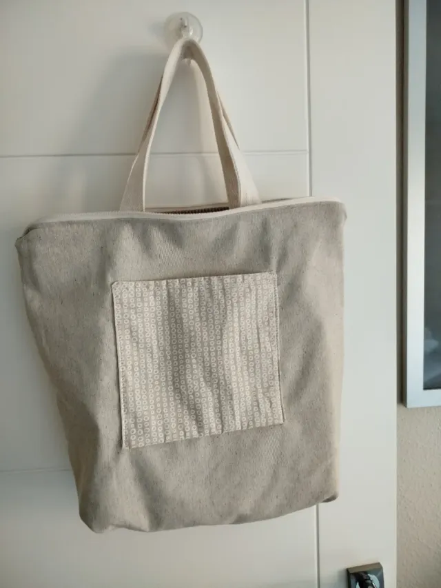 Bolso tote de pana beige