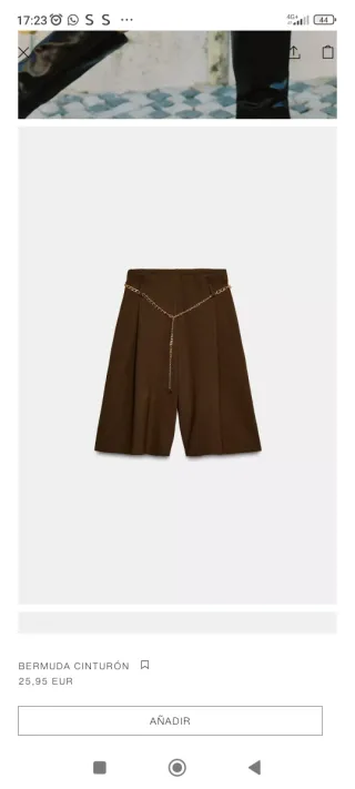 Bermuda Zara Cinturón Marrón Talla S