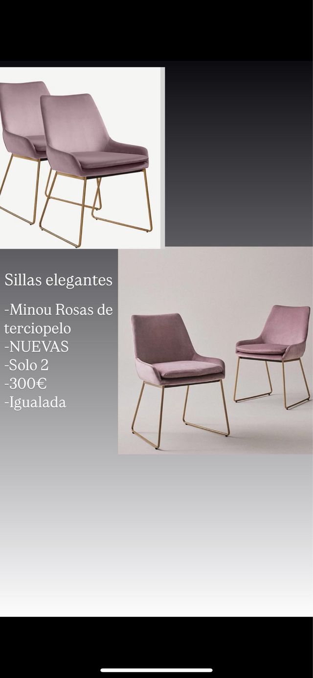 Sillas Minou Rosas Terciopelo (2uds)