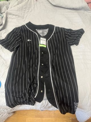 Reebok Chaqueta Béisbol Rayas Blancas Negra