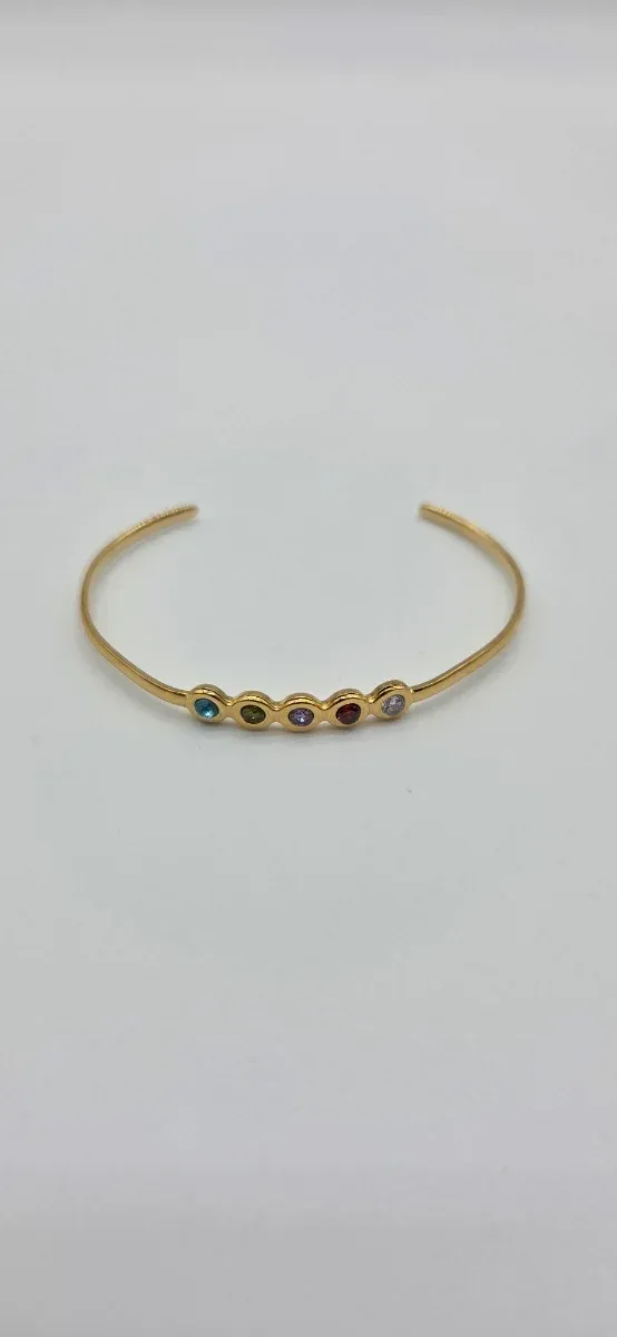 Pulsera Acero Quirúrgico con Piedras Multicolor