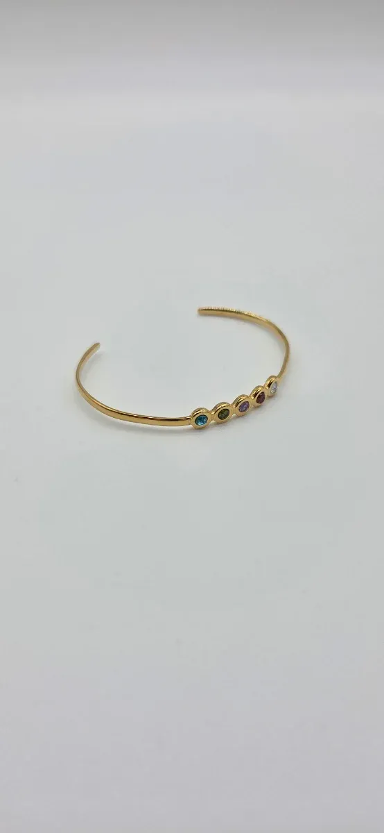 Pulsera Acero Quirúrgico con Piedras Multicolor