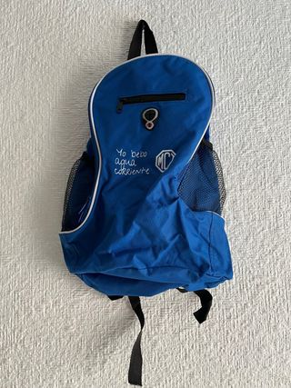 Mochila senderismo azul varios bolsillos