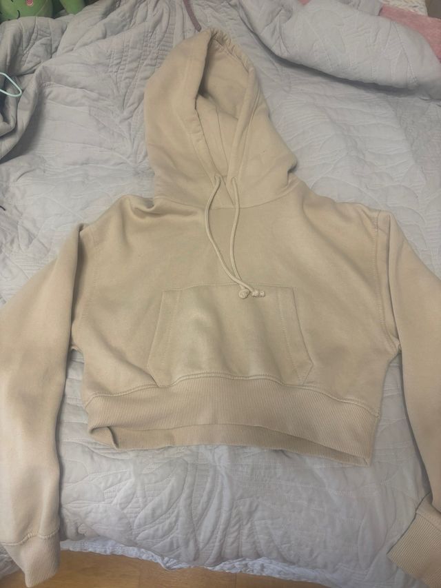 Sudadera corta beige
