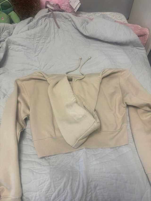 Sudadera corta beige