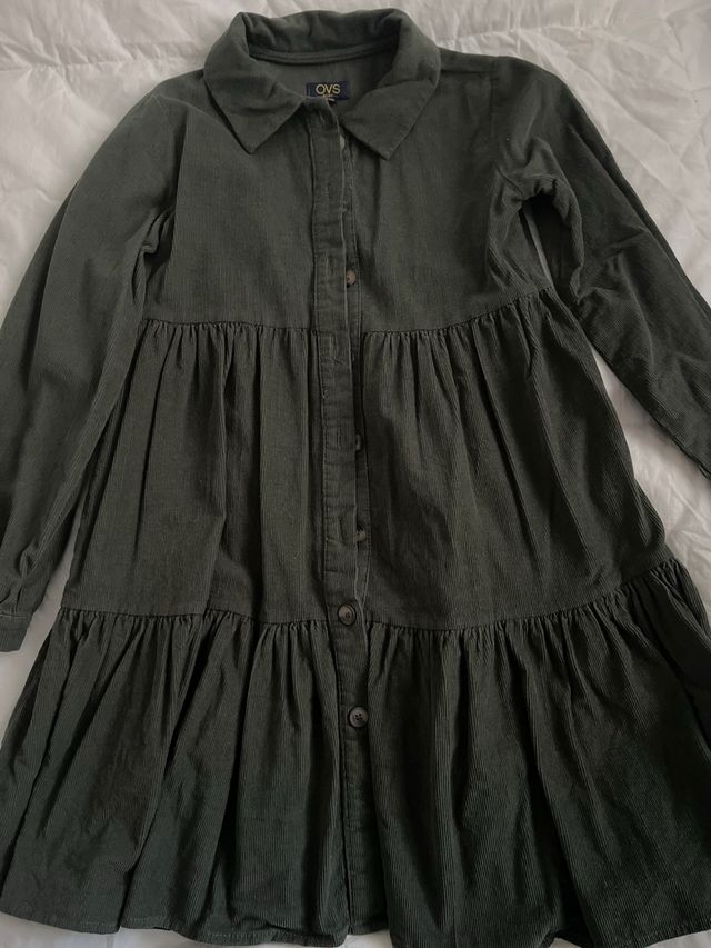 Vestido niña pana verde OVS