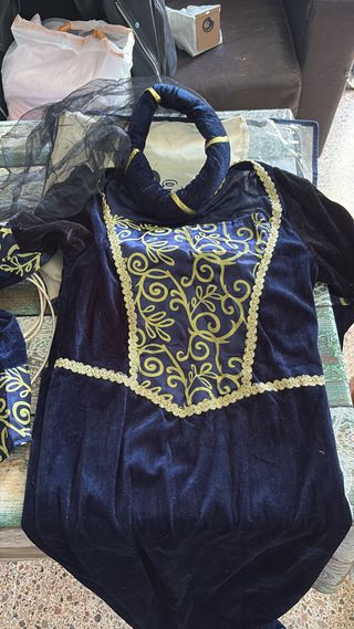 Disfraz Medieval Dama Talla M/L Azul y Dorado