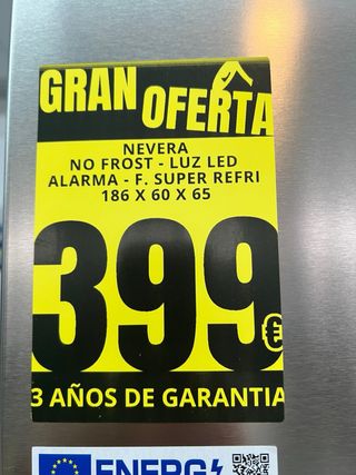 Nevera KROMs 399€ 3 años garantía