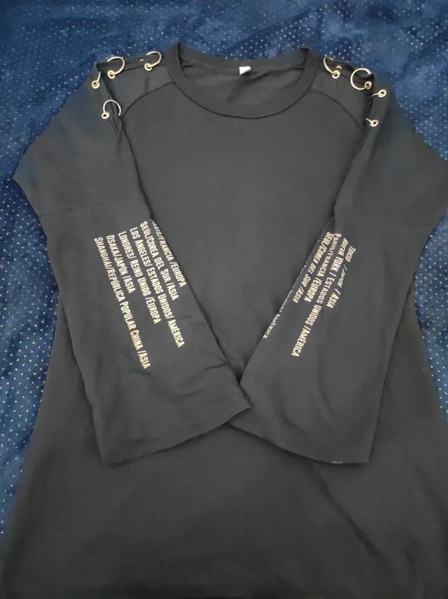 Vestido azúl oscuro con detalles metálicos XL.