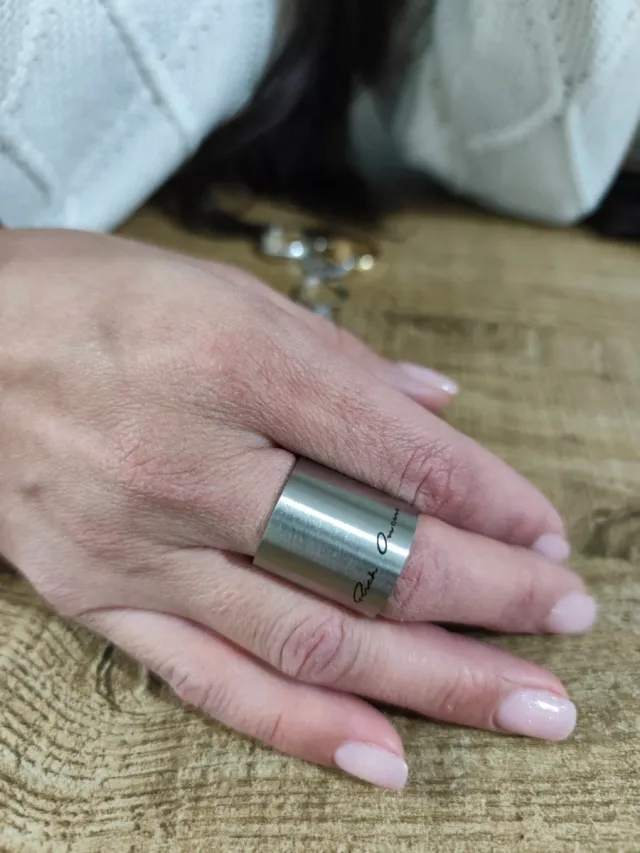 Anello Rick Owens fascia larga  Acciaio