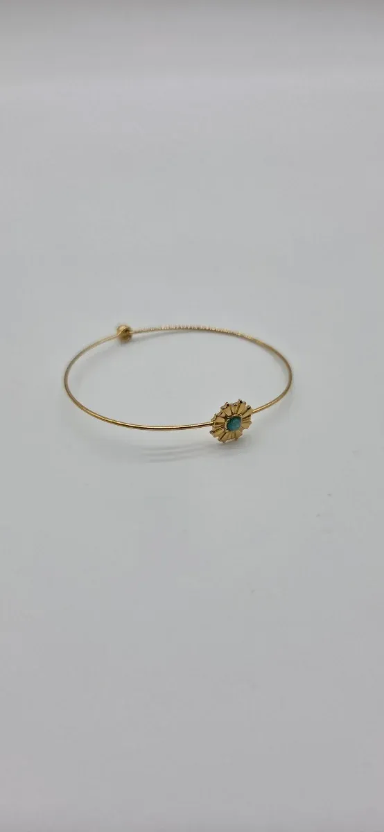 Pulsera Acero Quirúrgico Flor Turquesa