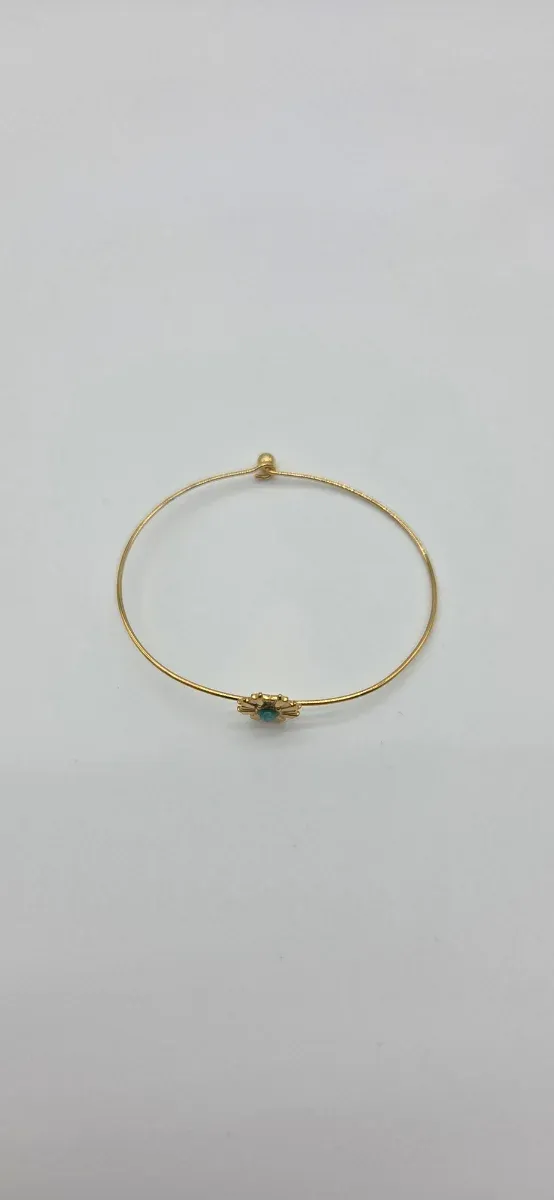 Pulsera Acero Quirúrgico Flor Turquesa