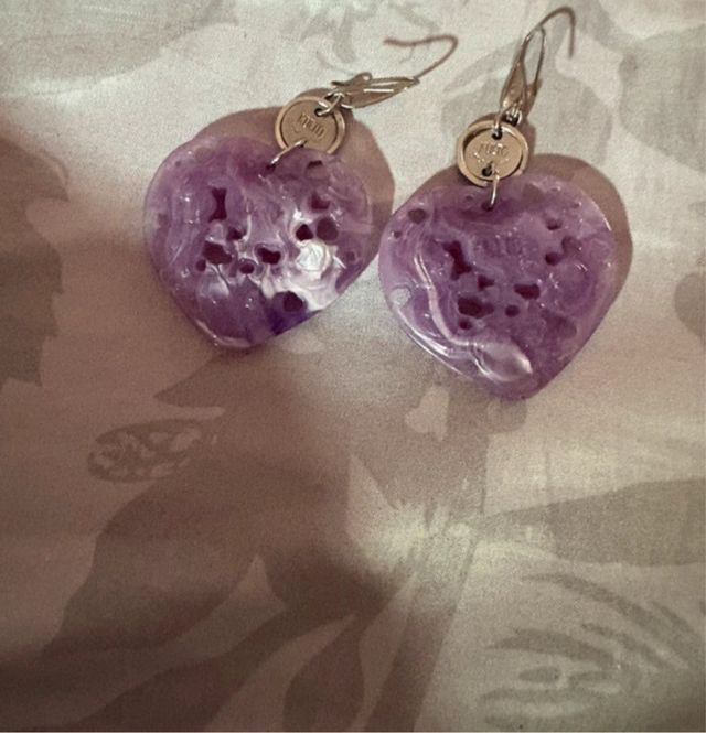 Orecchini pendenti donna cuore ametista