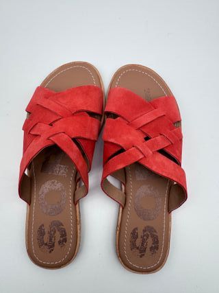 Sandalias SOREL Ella Slide Ante Rojo, talla 38