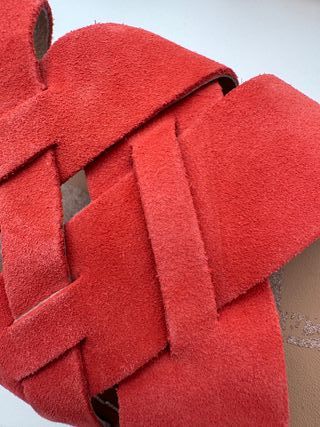 Sandalias SOREL Ella Slide Ante Rojo, talla 38