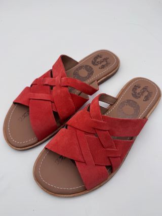 Sandalias SOREL Ella Slide Ante Rojo, talla 38