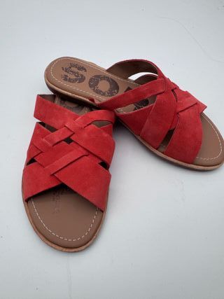 Sandalias SOREL Ella Slide Ante Rojo, talla 38