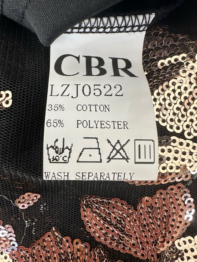 Vestido fiesta negro y dorado lentejuelas