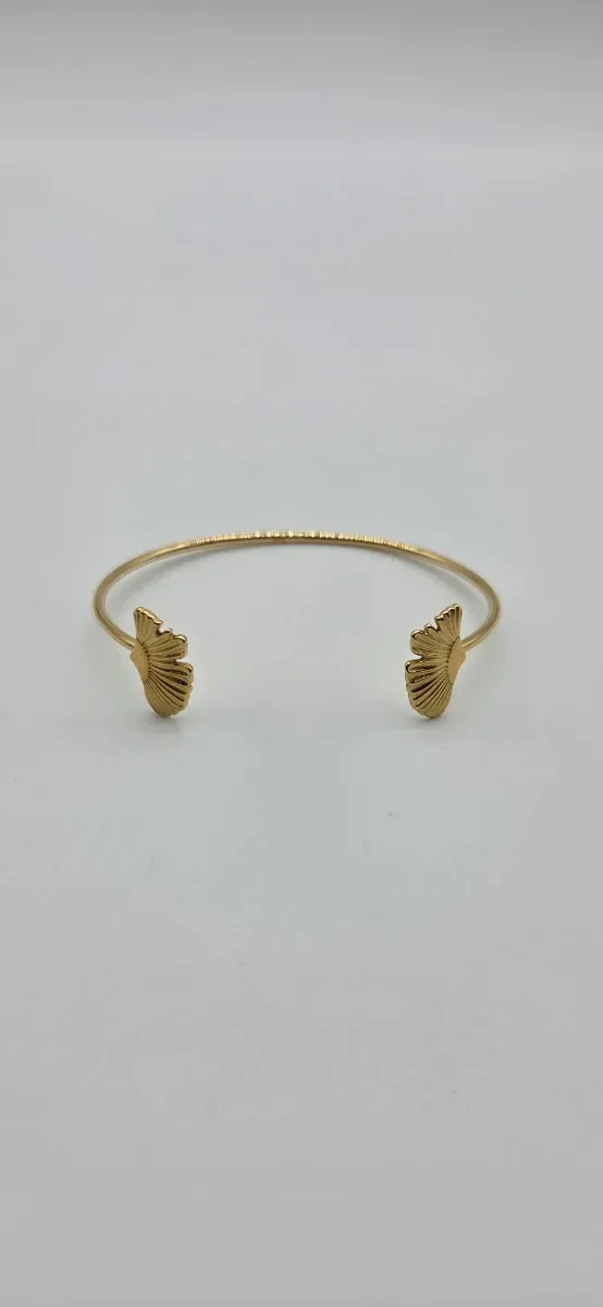 Pulsera Acero Quirúrgico Hoja Dorada