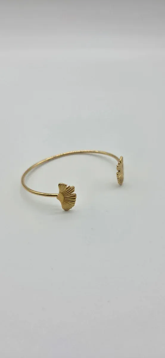 Pulsera Acero Quirúrgico Hoja Dorada