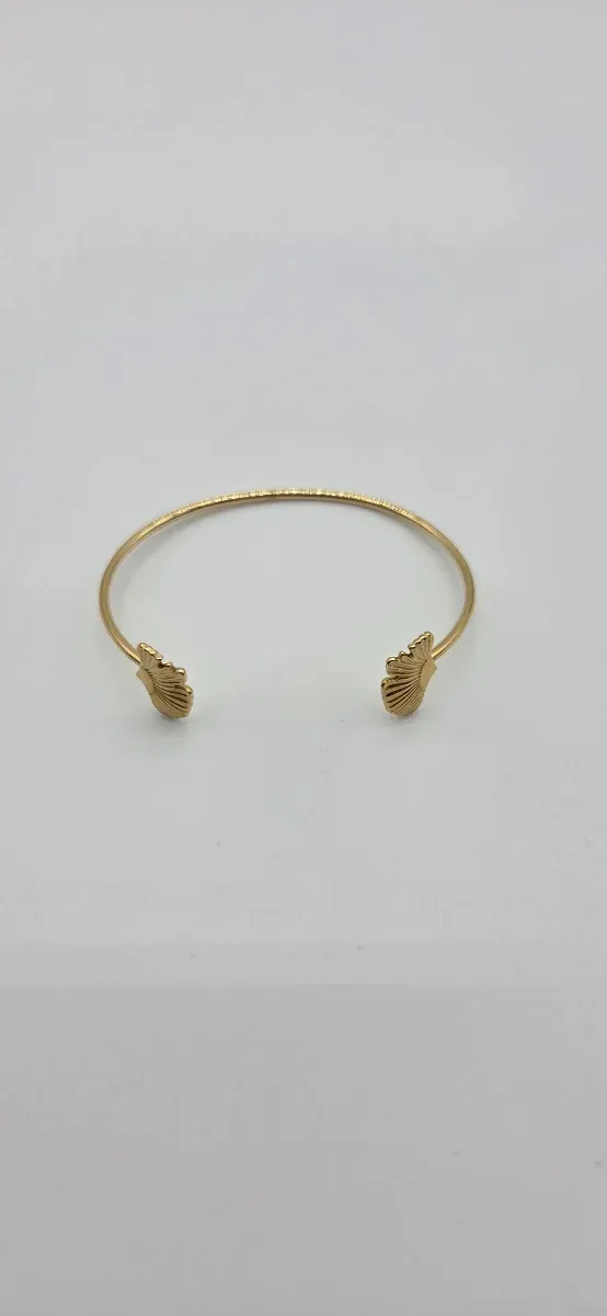 Pulsera Acero Quirúrgico Hoja Dorada