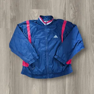 Chaqueta Adidas Cortavientos Vintage Azul y Rojo