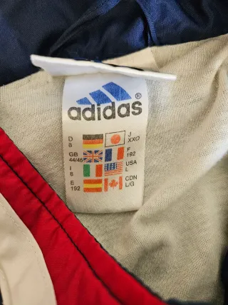 Chaqueta Adidas Cortavientos Vintage Azul y Rojo