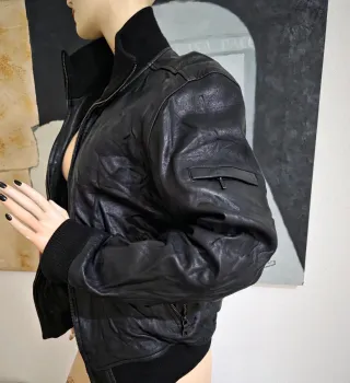 Chaqueta de piel negra hombre