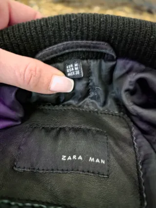 Chaqueta de piel negra hombre