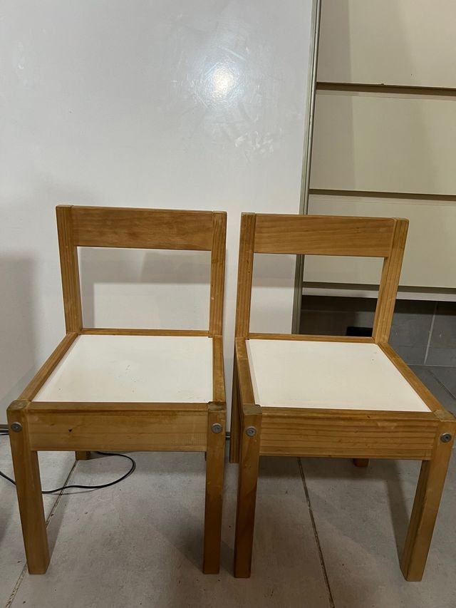 2 Sillas Infantiles Madera Blanca