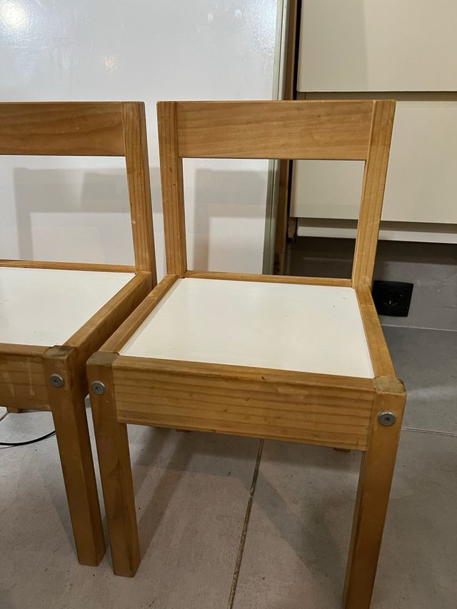 2 Sillas Infantiles Madera Blanca