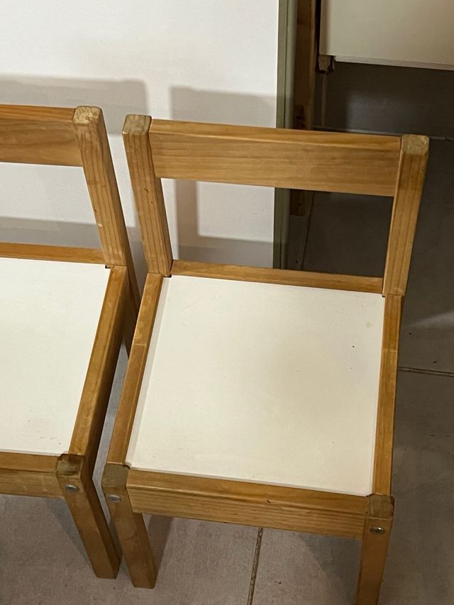 2 Sillas Infantiles Madera Blanca