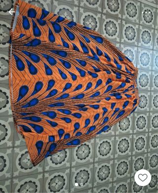 Falda estampado pluma pavo real naranja