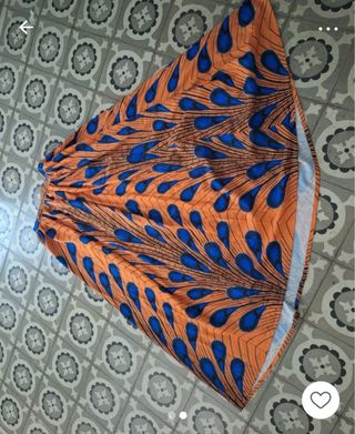 Falda estampado pluma pavo real naranja