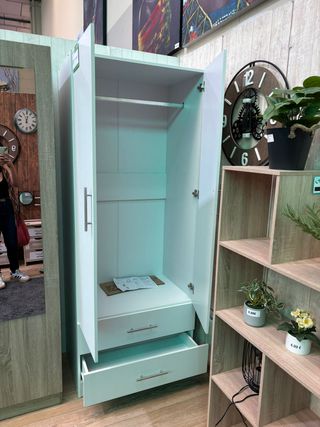 Armario 2 puertas espejo y cajones