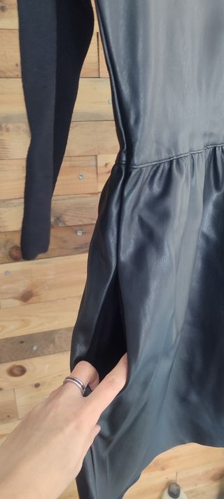 Vestido Zara Lana y Polipiel Manga Media