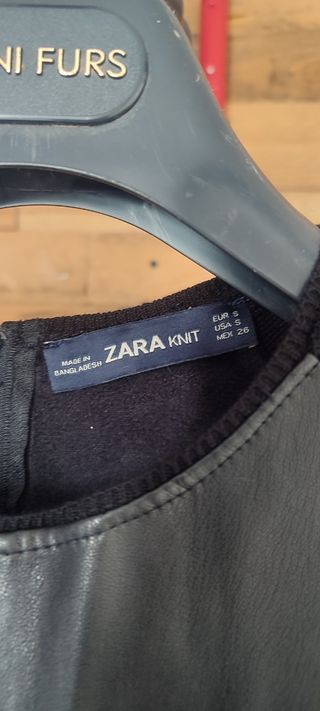 Vestido Zara Lana y Polipiel Manga Media