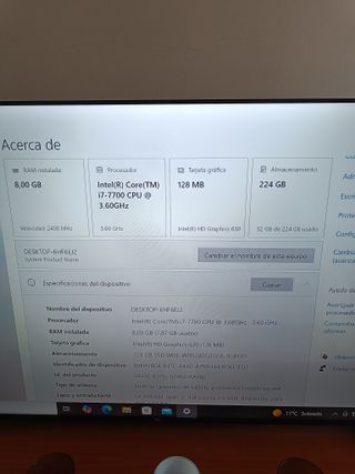 PC i7-7700 3.60GHz 8GB RAM SSD 250GB HDMI