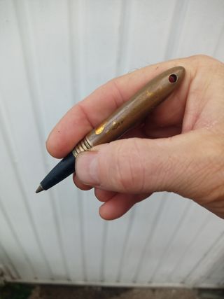 Bolígrafo antiguo latón 1940-50 escritura siglo XX