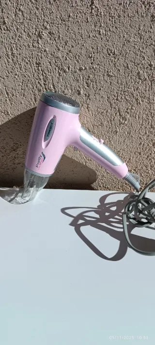 Asciugacapelli da viaggio rosa e argento