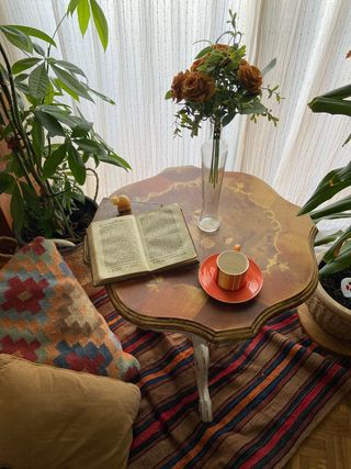 Mesa auxiliar vintage marquetería Shabby Chic