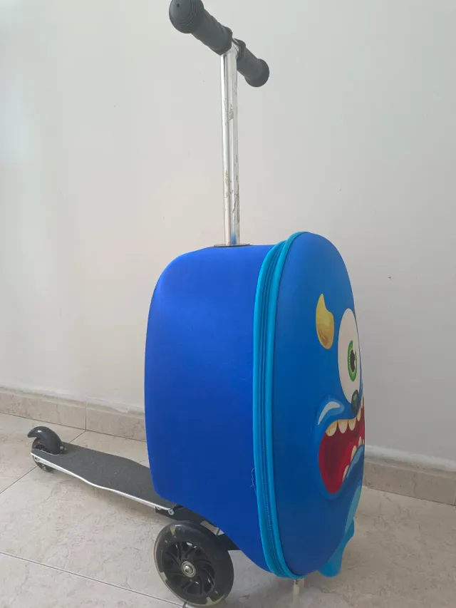 Maleta Patinete Infantil Monstruo Azul