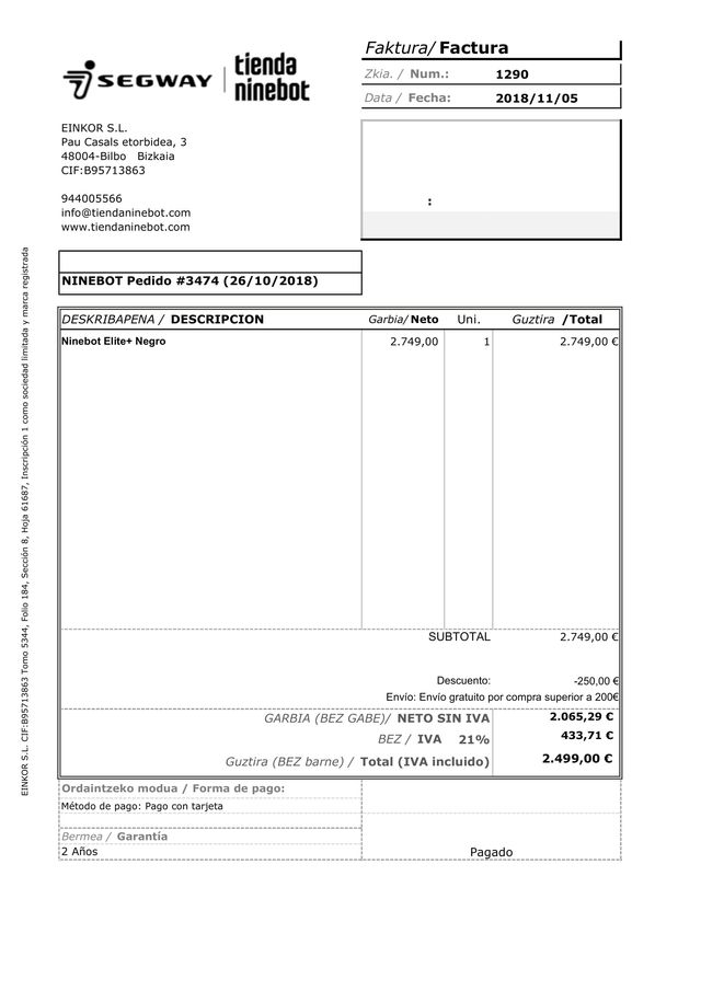 Ninebot Elite + Negro