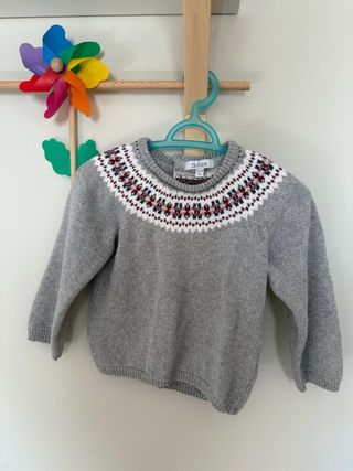 Jersey Dulces bebé gris estampado cuello redondo