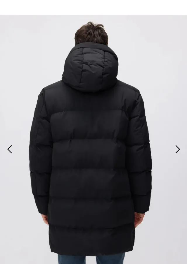 Parka larga negra hombre Talla M (un solo uso)