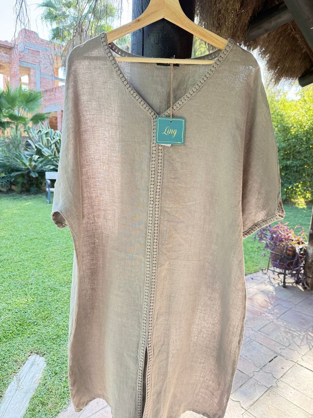 Vestido de casa beige talla única